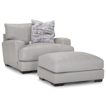 Contemporary Chair and a Half with Ottoman